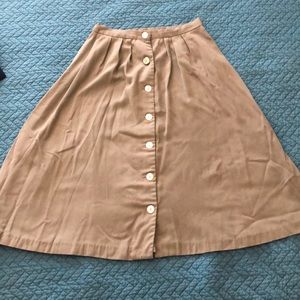 FINAL SALE Vintage (handmade?) Olive Midi A Line Skirt